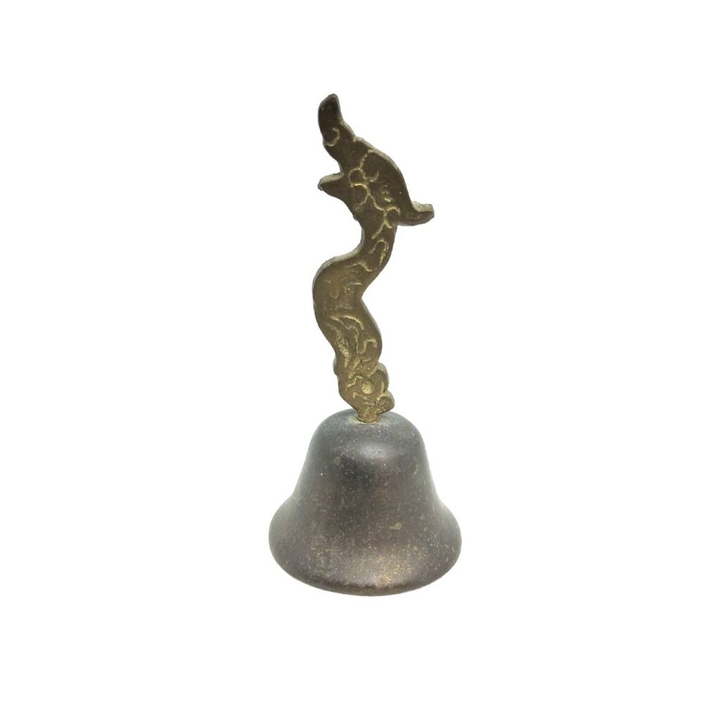 vintage asian solid brass dragon bell